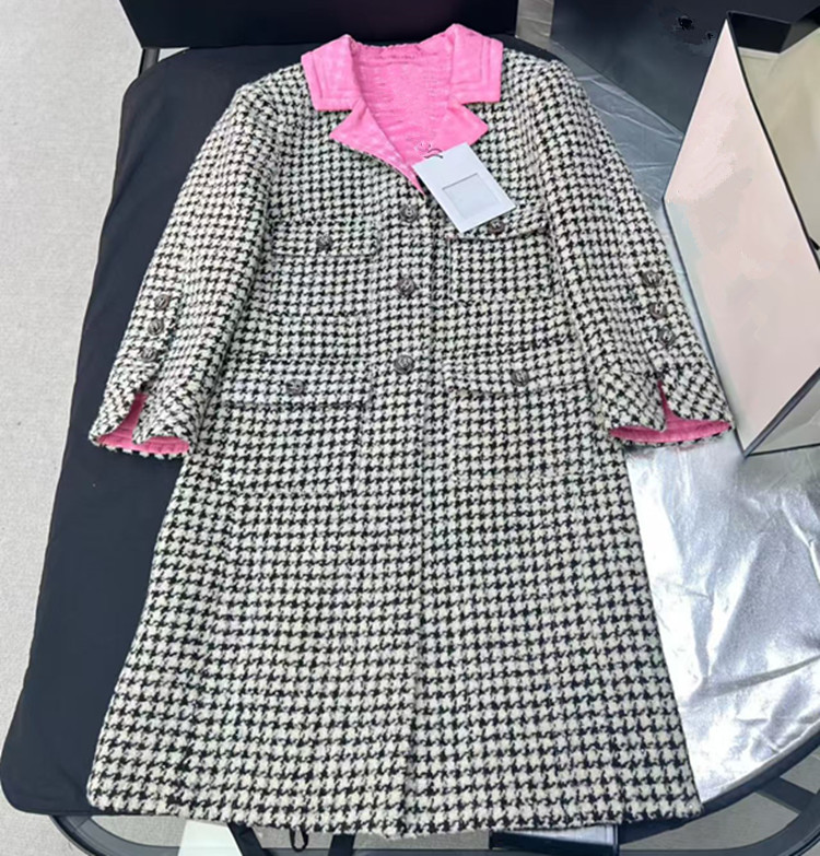 Women'S Fashion Long Coat - معطف تويد نسائي أوروبي مخصص بتصميم