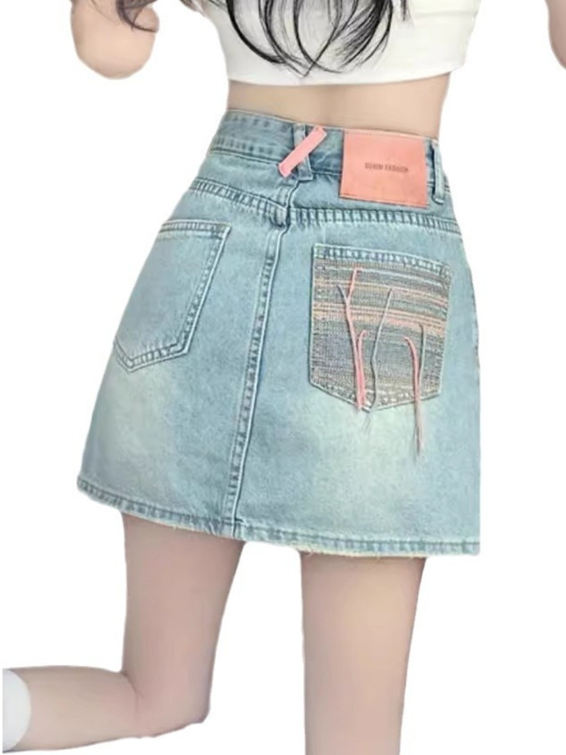Denim Shorts Women - تنورة قصيرة نسائية من الدنيم المغسول