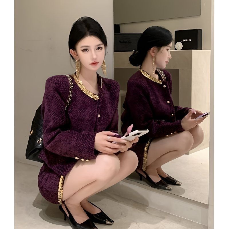 Women'S Fashion Long Coat - موضة جديدة مطرزة الخريف الشتاء قطعتين