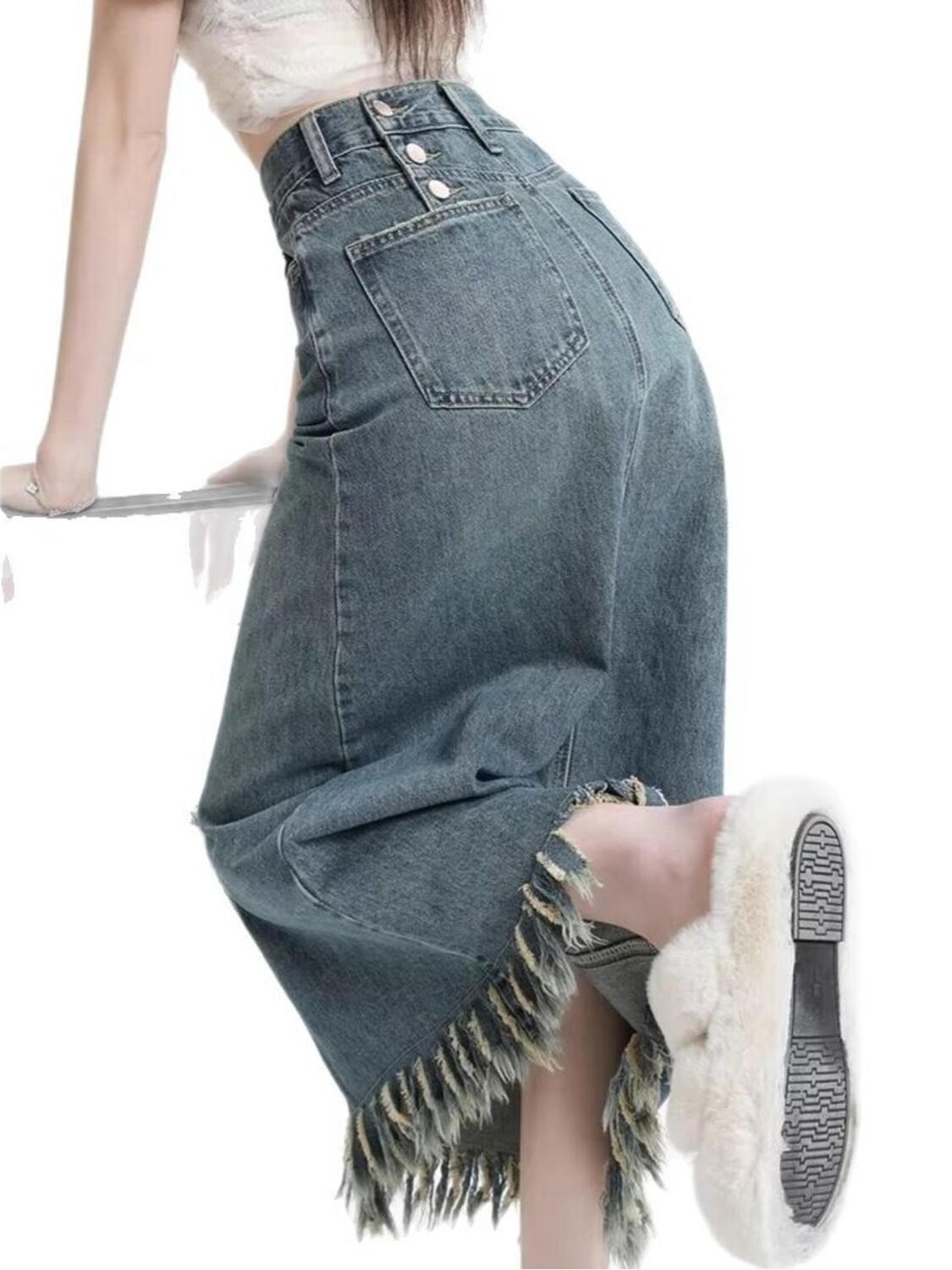 Denim Shorts Women - تنورة قصيرة نسائية عالية الخصر من