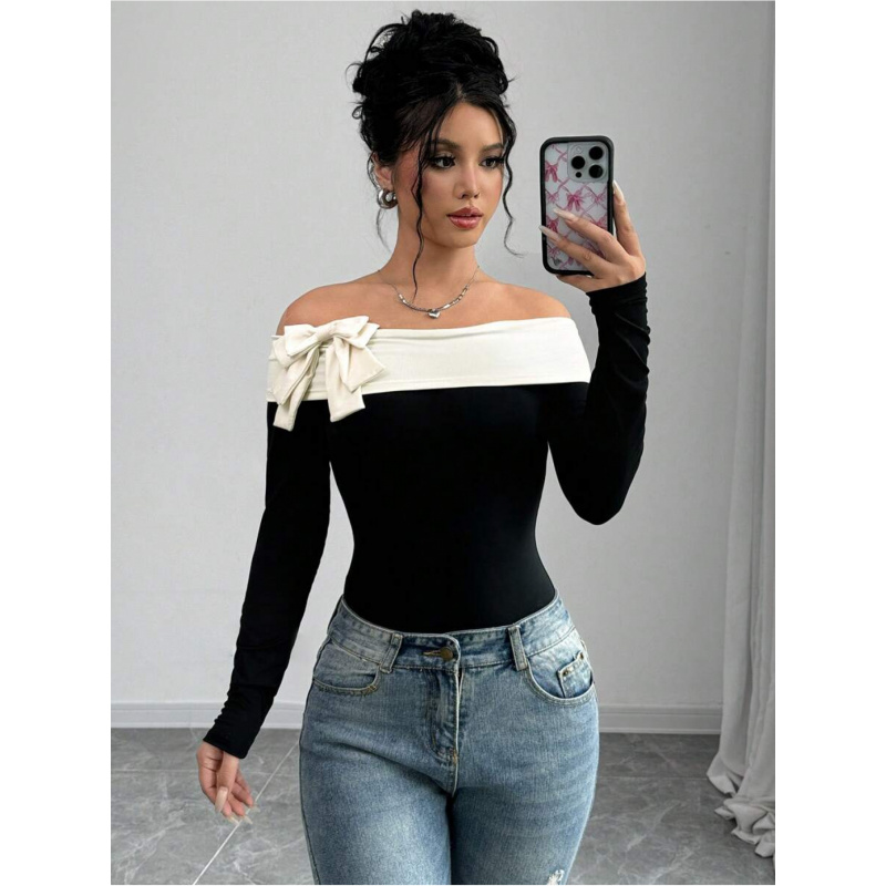 Women Fashion Wear - بودي سوت مزين بعقدة على شكل