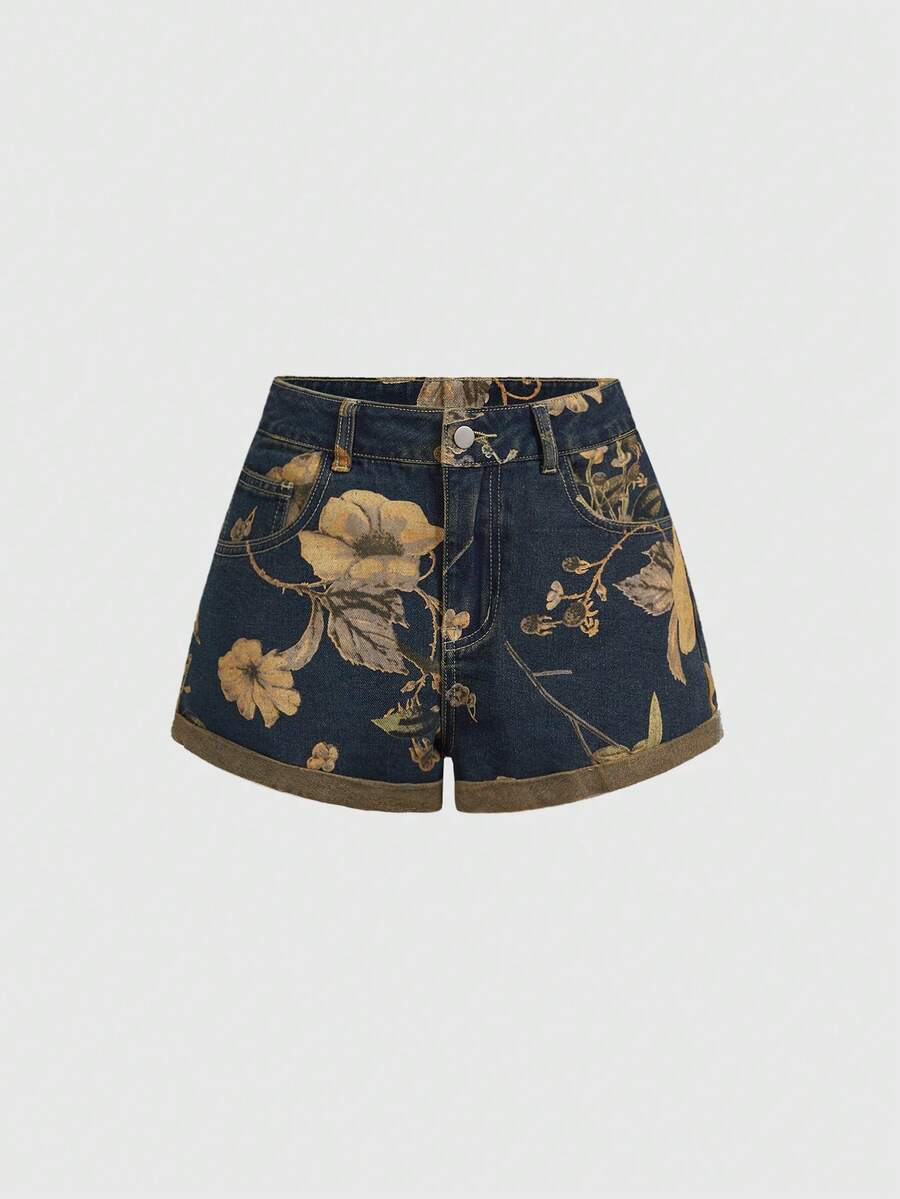 شورت جينز نسائي بطباعة زهور وخ - مراجعة Denim Shorts Women وسعره
