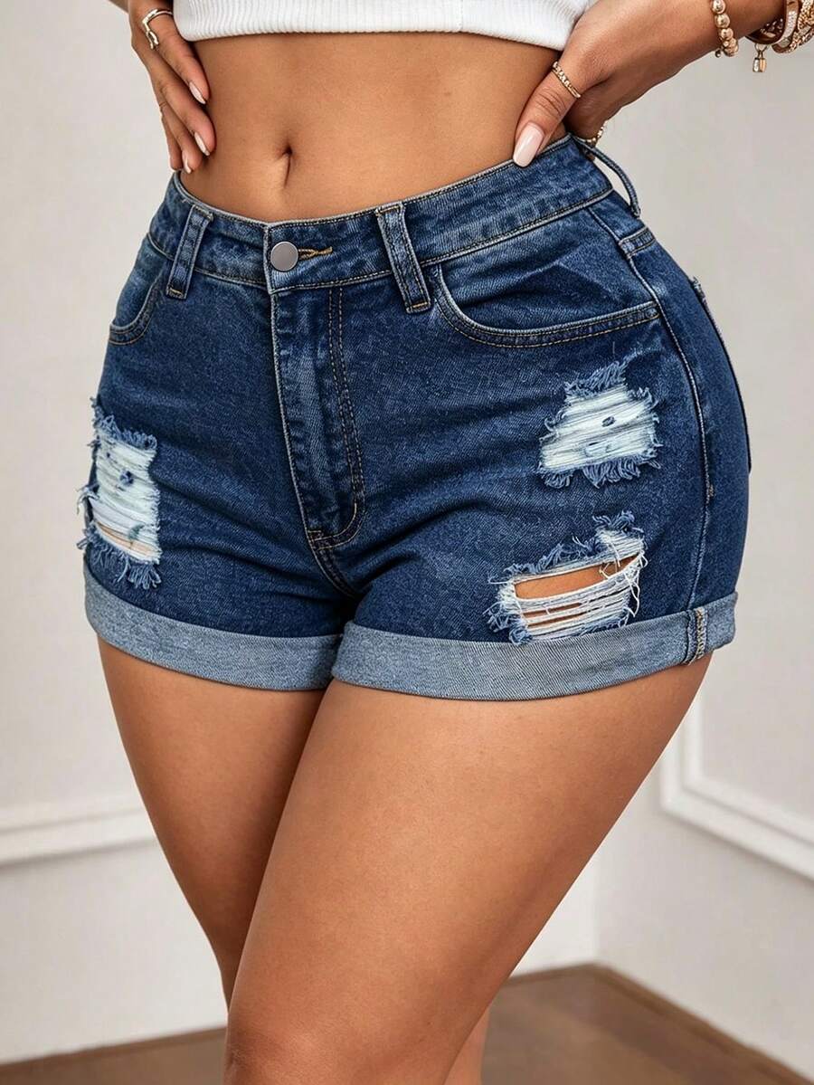 شورتات جينز نسائية ممزقة مع أط - مراجعة Denim Shorts Women وسعره
