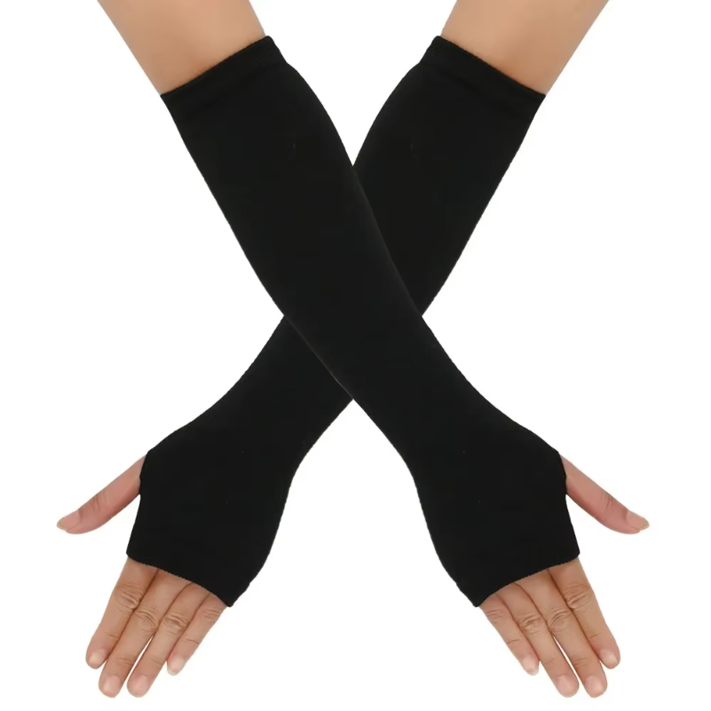 قفازات طويلة محبوكة دافئة بدون - مراجعة Women Fashion Gloves وسعره