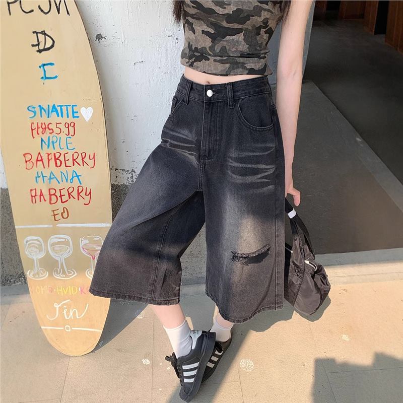 جينز نسائي ممزق بفتحات، بطول ا - مراجعة Denim Shorts Women وسعره