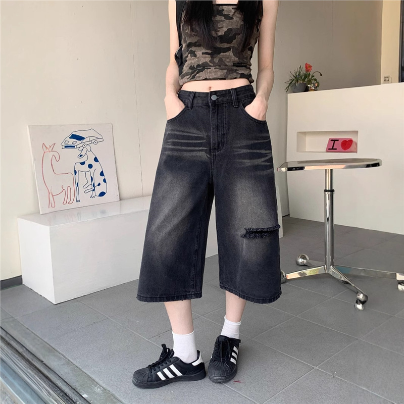جينز نسائي ممزق بفتحات، بطول ا - مراجعة Denim Shorts Women وسعره